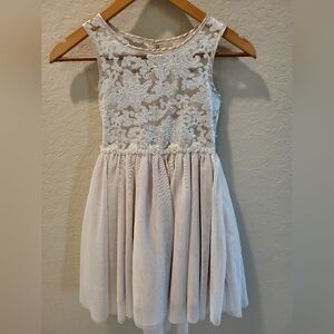 Charming Lace Kids Dress in Cream